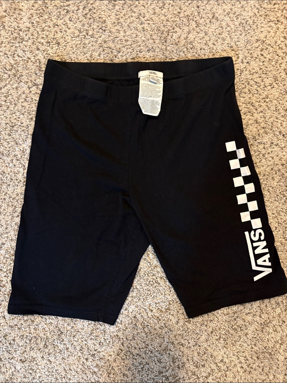 Vans Black Athletic Shorts with White Checkered Logo